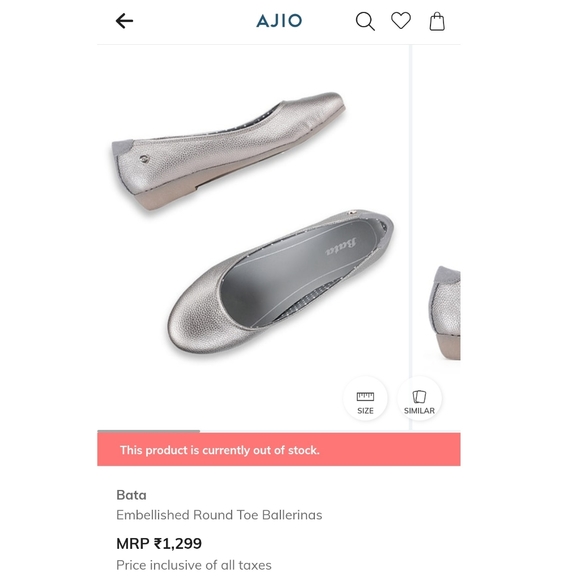 Bata Silver Round Toe Ballerinas - Picture 11 of 11